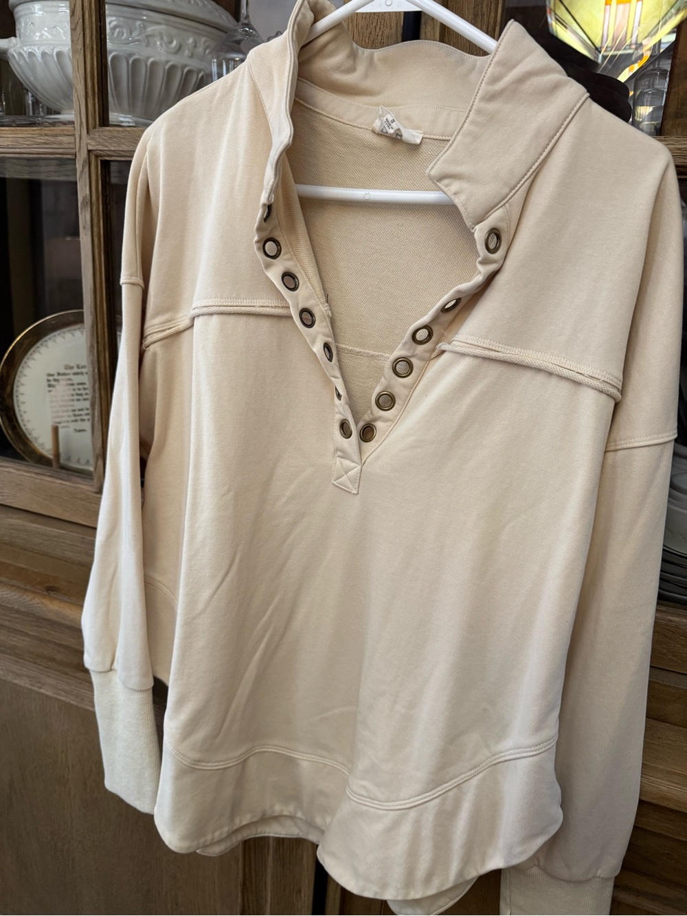 BiBi Cream Grommet Front Pullover Tunic